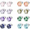 Jstyle Body Piercing Studs | Jstyle Jewelry Stainless Steel Womens Cz Stud Earings Set Piercing 12 Pairs