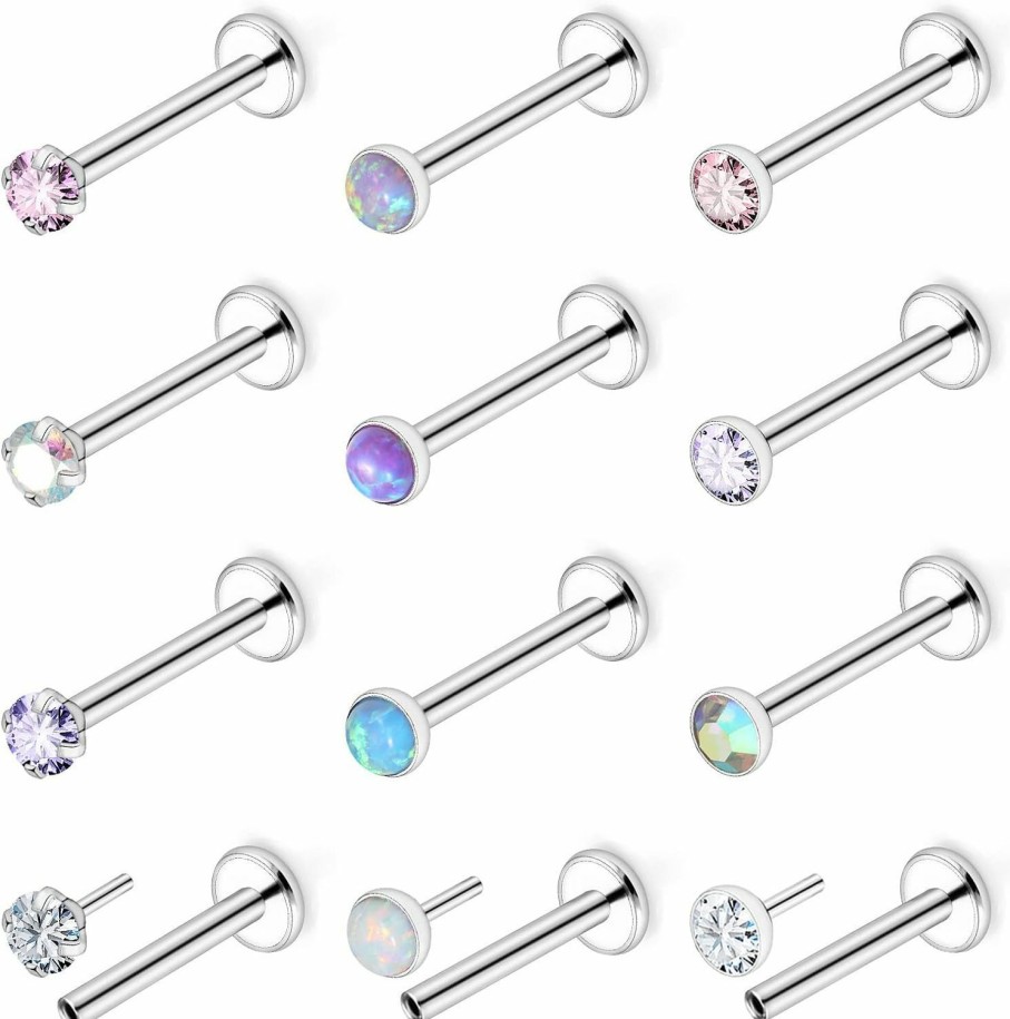 Ftovosyo Body Piercing Studs | Ftovosyo 20G 18G 16G Threadless Push In Nose Rings Studs Surgical Steel Pushin Nose Stud 2Mm 2.5Mm 3Mm Round Crystal Opal Labret Lip Medusa Piercing Jewelry Conch Helix Tragus Earring For Women Men