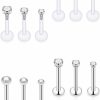 Hoeudjo Body Piercing Studs | Hoeudjo 12Pcs 16G Forward Helix Earring Surgical Steel Cartilage Conch Tragus Earrings Studs Internal Threaded Labret Monroe Lip Ring Barbell Piercing Jewelry For Women Men