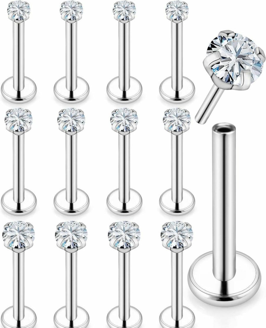 Yaalozei Body Piercing Studs | Yaalozei 20G 18G 16G Cubic Zirconia Nose Rings Studs 316L Surgical Steel Hypoallergenic Nose Piercings Jewelry For Women Men Girl Cz 2Mm-3Mm 24 Pcs