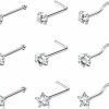 VERAMI Body Piercing Studs | Verami 20G Nose Ring Studs Surgical Stainless Steel Flower Butterfly Nose Rings Heart And Star Cz Nose Studs L Shaped S Shaped Straight Bar Body Piercing Jewelry For Women Men