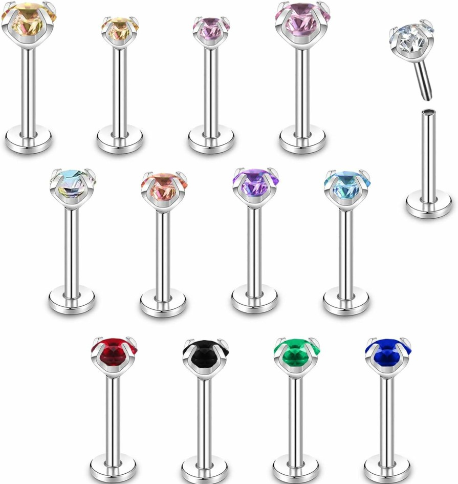 BodyAce Body Piercing Studs | Bodyace 16G Push-In Lip Rings Tragus Earrings, Threadless Labret Studs Monroe Medusa Piercing Jewelry, Conch Helix Cartilage Earrings For Women Men