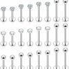 Uqnwbdq Body Piercing Studs | Uqnwbdq 16G Lip Labret Monroe Rings Studs Surgical Steel Tragus Helix Cartilage Earring Stud Rings Piercing Jewelry Bar Length 6Mm 8Mm 10Mm 12Mm Silver 24Pcs