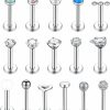 BodyJ4You Body Piercing Studs | Bodyj4You 16Pc Tragus Labret Nose Ring Bone Lip Stud Set 16G Surgical Steel Women Piercing Jewelry