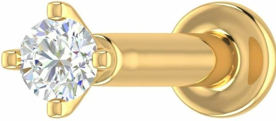 FINEROCK Body Piercing Studs | Finerock 0.03 To 0.14 Carat 4-Prong Solitaire Diamond Nose Pin Stud In 18K Gold (Si1-Si2 Clarity)