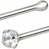 Forbidden Body Jewelry Body Piercing Studs | Forbidden Body Jewelry 22G Nose Rings Studs W/ 1.5Mm Crystal - 1 Or 2 Pcs 7Mm Sterling Silver Nose Piercing Jewelry, L Shaped Nose Rings Women & Men - Cz Simulated Diamond, Small Nose Studs Women