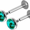 MATIGA Body Piercing Studs | Matiga 2Pcs Internally Threaded Steel 16G 6Mm 8Mm Labret Rings Piercing Jewelry Cartilage 4Mm Flat Top Ferido Crystal More Choices