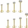 AccGin Body Piercing Studs | 8Pcs 20G 18G Threadless Push In Nose Stud Rings For Women Men Stainless Steel Nose Studs Nostril Piercing Jewelry Cz Nose Rings Studs 1.5Mm 2Mm 2.5Mm 3Mm Black Silver Gold Bar Length 7Mm 5Mm