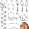 Magitaco Body Piercing Studs | Magitaco 16G Cartilage Earrings Stud Hoop For Women Surgical Steel Forwards Helix Earring Hoop Rook Daith Conch Earrings Eyebrow Rings Tragus Piercing Jewelry