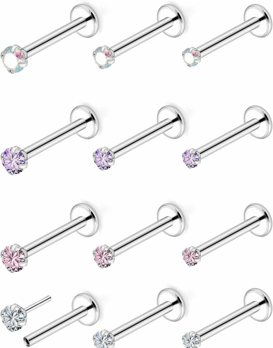 Xwnskvvz Body Piercing Studs | Xwnskvvz 20G 18G 16G Threadless Push In Medusa Piercing Jewelry Nose Rings Studs Stainless Steel Labret Jewelry Monroe Lip Rings Studs 2/2.5/3Mm Crystal Top Tragus Forward Helix Cartilage Earring