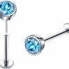 VOJO Body Piercing Studs | Vojo Flat Back Stud Earrings 20G G23 Titanium Cz Hypoallergenic Threadless Cartilage Piercing Jewelry For Women