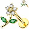 Melighting Body Piercing Studs | Melighting 14K Solid Gold Threadless Earring Gold Flower Flat Back Earring Titanium Threadless Push In Earring For Women 16G Solid Gold Tragus Piercing Jewelry Gold Helix Earring Cartilage Earring For Women