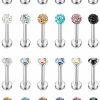 Suprsparkle Body Piercing Studs | Suprsparkle 24 Pcs 16G Hypoallergenic Stainless Steel Labret Lip Monroe Medusa Stud Piercing For Women Men 3Mm Cubic Zirconia Forward Helix Earrings Cartilage Tragus Piercing 6Mm 8Mm