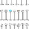 Sumind Body Piercing Studs | 20 Pieces Body Piercing Jewelry Tragus Bars Nose Studs Labret Bars Crystal Style Ball, 20 Styles, 16 Gauge