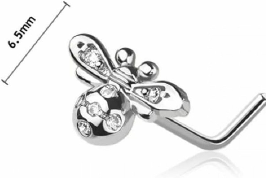 Pierced Owl Body Piercing Studs | Pierced Owl 20Ga 316L Stainless Steel Cz Crystal Bumble Bee Top L-Bend Nose Stud