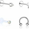 TGNEL Body Piercing Studs | 3Pcs/4Pcs 20G/18G/16G G23 Titanium Press Fit Threadless Push Pop In/Internally Threaded Tragus Earrings Labret Lip Monroe Tragus Earring Stud Hypoallergenic L Shape Straight Screw Nose Rings Hoops Nostril Piercing Jewelry Sets