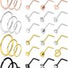 Lcolyoli Body Piercing Studs | Lcolyoli 18G 20G Nose Rings Studs L Shape Nose Ring Surgical Stainless Steel Nose Rings Hoop Diamond Heart Hypoallergenic Nostril Nose Piercing Jewelry For Women Men