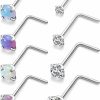 Yaalozei Body Piercing Studs | Yaalozei 22G 20G 18G G23 Titanium Nose Ring Studs Hypoallergenic L Shaped Nose Studs Multicolored Opal Nose Stud Silver Nostril Piercings Nose Piercing Jewerly For Women Men Cz 1.5Mm 2Mm 2.5Mm 3Mm