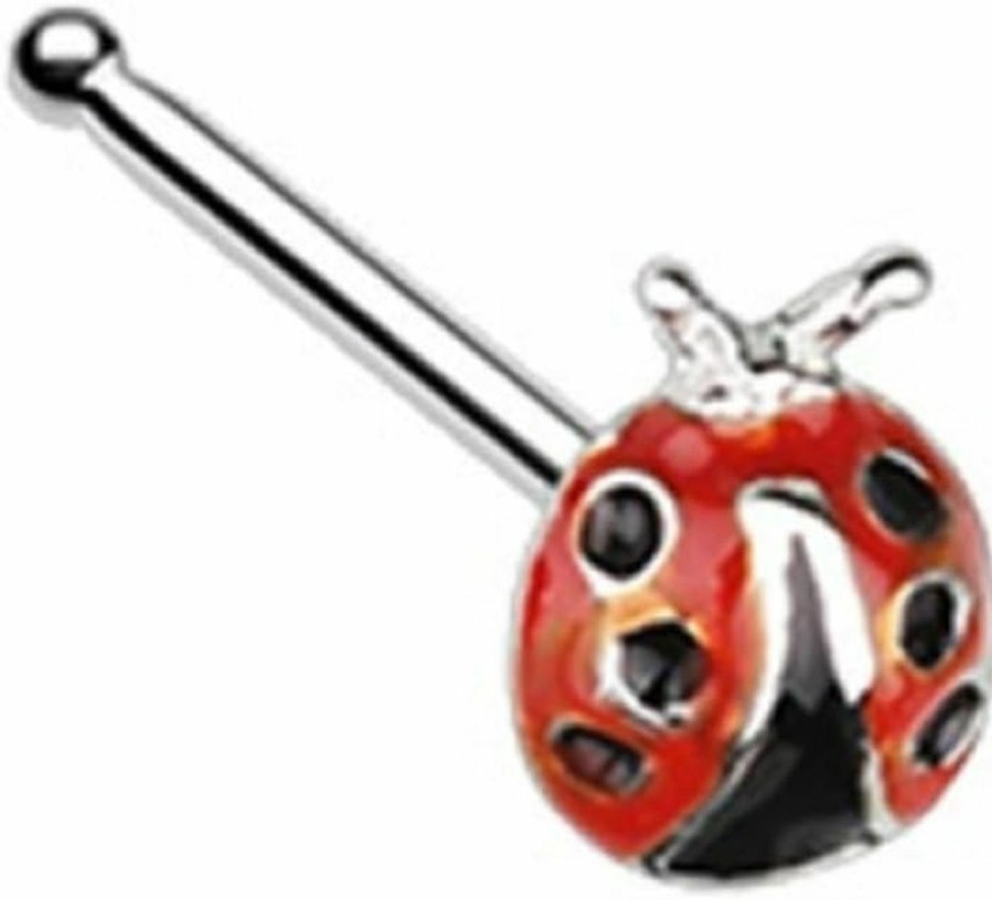 Body Accentz Body Piercing Studs | Body Accentz Nose Ring Stud Lady Bug Top 316L Sterling Silver Ladybug