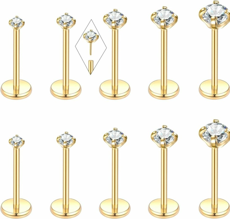 Oveta Body Piercing Studs | Oveta 20G Push Pin Cartliage Helix Tragus Rook Daith Earlobe Earring Studs With 1.5 Mm 2 Mm 2.5 Mm 3 Mm 4 Mm Top Ends, 10 Pcs, 8Mm Bar