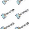 Qiwnswoy Body Piercing Studs | Qiwnswoy 3 Pairs Surgical Steel/Titanium Nose Rings Studs L-Shape Nose Nostrial Piercing Body Jewerly For Women 22G/20G/18G Nose Ring Cz 2Mm/2.5Mm/3Mm