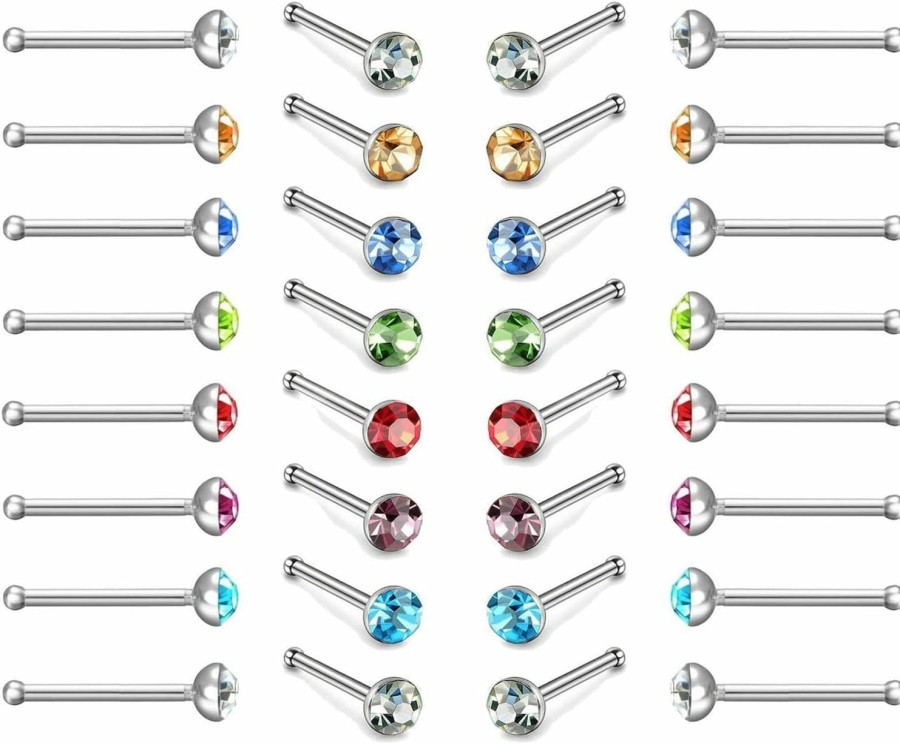 Evevil Body Piercing Studs | Evevil 60Pcs Small Nose Studs Stainless Steel Cz Nose Piercing Jewelry Tiny Bone Studs For Women Men Hypoallergenic 22G