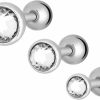 Forbidden Body Jewelry Body Piercing Studs | Forbidden Body Jewelry Set Of 3 Sizes Cartilage Studs: 16G Surgical Steel Clear Crystal Cartilage Earrings