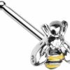 Body Accentz Body Piercing Studs | Body Accentz 20 Gauge Buzz Bumble Bee L-Shape Nose Stud All 316L Surgical Steel