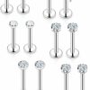 Xnsjeyy Body Piercing Studs | Xnsjeyy 16G 18G 20G Threadless Push In Lip Rings For Women Stainless Steel Labret Jewelry Monroe Lip Ring Medusa Piercing Jewelry Tragus Helix Cartilage Earring Piercing Jewelry For Women Cz 6 Pairs