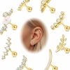 LOLIAS Body Piercing Studs | Lolias 8Pcs 16G Cartilage Earrings For Women, Cz Helix Earrings Stud,Flower Leaf Tragus Cartilage Helix Conch Piercing Jewelry Set For Sensitive Skins