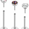 Vegolita Body Piercing Studs | Vegolita 16G 18G 20G 3Pcs G23 Titanium Push In Labret Monroe Stud Threadless Lip Ring Opal Cz Nose Stud Pure Titanium For Sensitive Skin Cartilage Helix Tragus Earrings Stud 6Mm 8Mm 10Mm