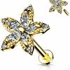 Amelia Fashion Body Piercing Studs | Amelia Fashion 16 Gauge Marquise Cz Flower Top Internally Threaded Flat Back Studs For Labret, Monroe, Cartilage, And More 316L Surgical Steel (Choose Color)