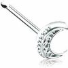 Generic Body Piercing Studs | Amelia Fashion 20Ga Filigree Moon Top Nose Bone Stud 316L Surgical Steel