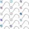 Cisyozi Body Piercing Studs | Cisyozi 18G 20G Hypoallergenic Nose Rings Studs Surgical Steel Opal Heart Star Nose Stud Cubic Zirconia Nose Piercing Jewelry For Women Men Straight L Shaped Screw Style