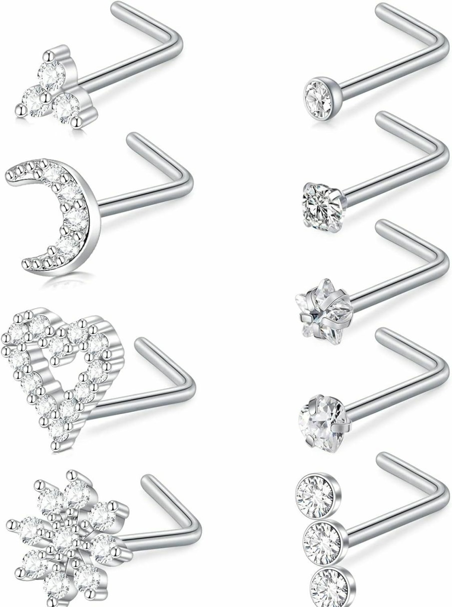 Briana Williams Body Piercing Studs | Briana Williams Nose Studs Nose Rings For Women 18G 20G Corkscrew Nose Ring Stainless Steel Nose Screw Studs Nose Rings Studs Surgical Steel Nostril Nose Piercing Jewelry