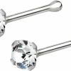 Forbidden Body Jewelry Body Piercing Studs | Forbidden Body Jewelry Nose Rings Sterling Silver Cz Simulated Diamond Nose Stud Set 22G