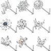 Ubjuliwa Body Piercing Studs | Ubjuliwa 9Pcs 20G Stainless Steel Nose Rings L Shape Bone Screw Nose Studs For Women Men Cubic Zirconia Moon Star Flower Butterfly Nose Piercing Jewelry