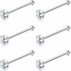 Sllaiss Body Piercing Studs | Sllaiss 6Pcs 20G Sets With Austria Zirconia Nose Ring Studs 316L Stainless Steel Hypoallergenic 1.5Mm 2Mm Nose Piercing Set Body Jewelry