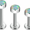 TOMIDES Body Piercing Studs | Tomides 16G G23 Titanium Tragus Conch Cartilage Earrings Labret Studs Flat Back Opal Lip Studs Piercing Jewelry For Helix Rook Lobe Internally Threaded Medusa Monroe