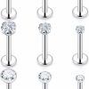 Dyknasz Body Piercing Studs | Dyknasz Tragus Piercing Jewelry Stainless Steel Labret Jewelry Medusa Piercing Jewelry Lip Rings Snake Bite Piercing Jewelry Different Size Forward Helix Cartilage Conch Earring Stud With Flat Back