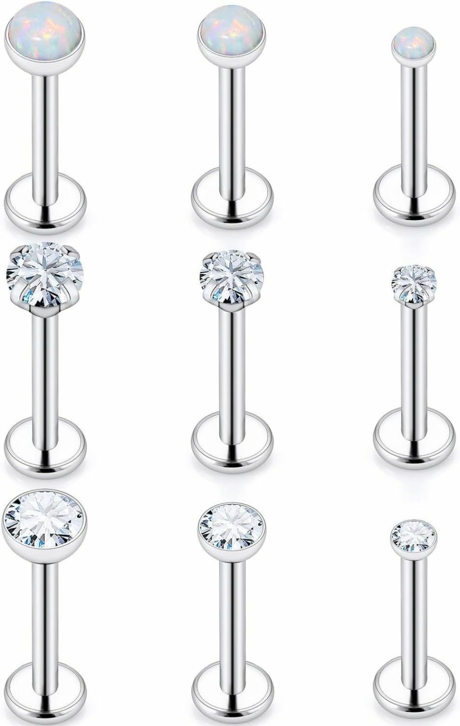 Dyknasz Body Piercing Studs | Dyknasz Tragus Piercing Jewelry Stainless Steel Labret Jewelry Medusa Piercing Jewelry Lip Rings Snake Bite Piercing Jewelry Different Size Forward Helix Cartilage Conch Earring Stud With Flat Back